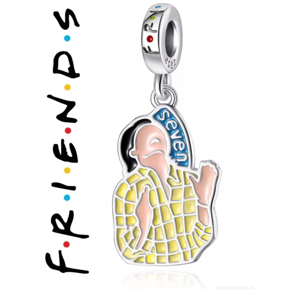 NWOT Friends TV Series Monica's 'Seven! Seven! Seven!' Pandora FIT Silver Charm